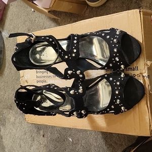 Scene black heels with silver studs